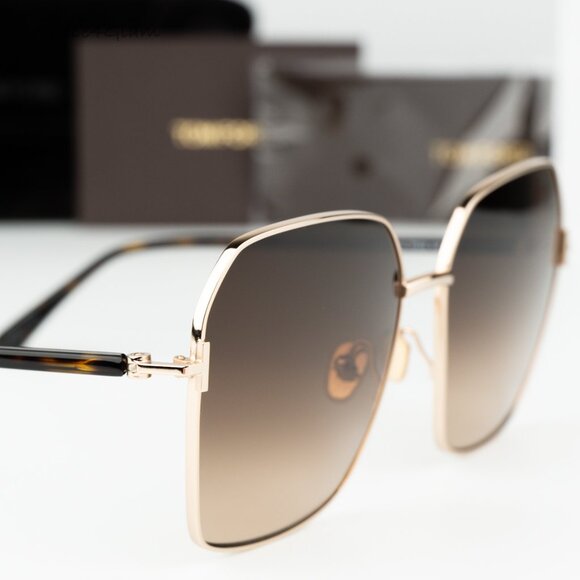 Tom Ford Women Sunglasses Rose Gold Havana Brown Gradient Square FT0839 52F NEW main image 9